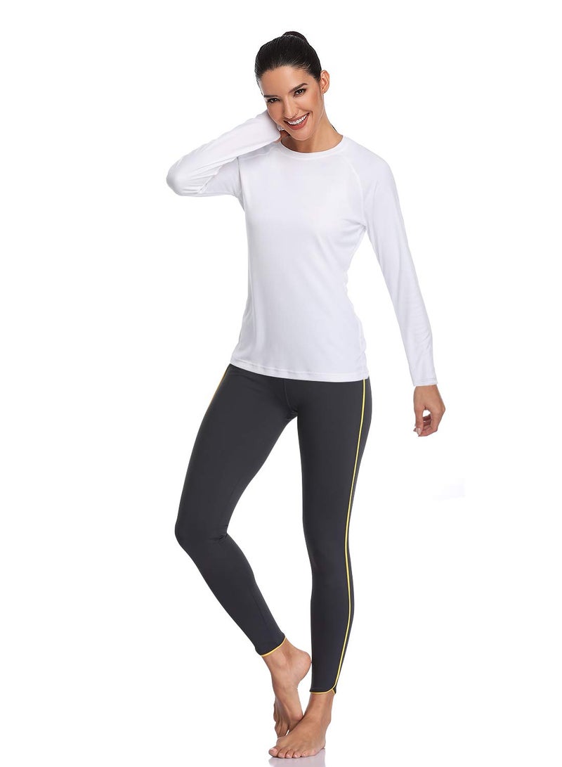 HISKYWIN Women's UPF 50+ Sun Protection Long/Short Sleeve Outdoor T-Shirt Athletic Top Rashguards HF109-White-L - Image 5